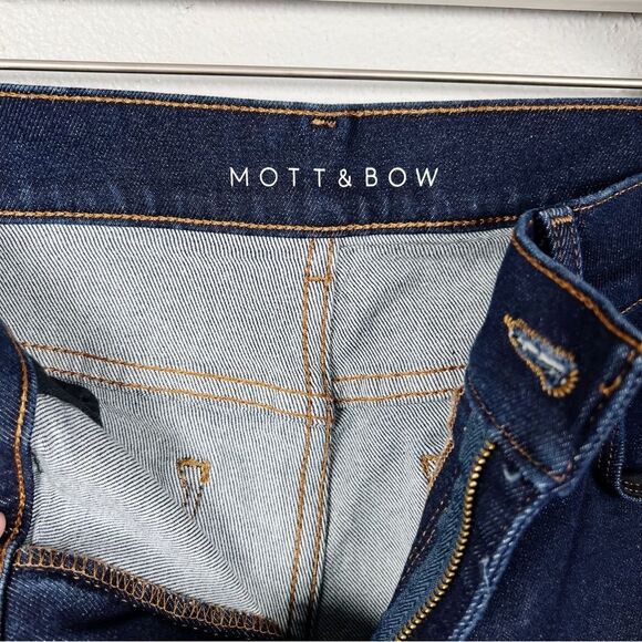 Mott & Bow Oliver Straight Leg Jeans in Dark Wash Indigo Stretch  34x32 - Picture 8 of 12